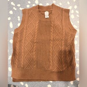 Joie Women’s Cable Knit Sleeveless Sweater Vest in Brown
